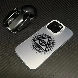 Striking Black Eye-In-Triangle Print Case Fashion Laser Craft Phone Case for iPhone 17 16 15 14 13 12 11  Anti-Drop Protection