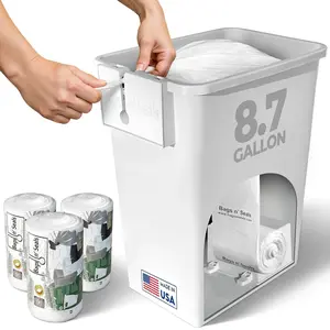 Bags n' Seals 8.75 Gallon Trash Can Under Sink with Hermetic Sealing System, Built-In Bag Dispenser, Pull Out Waste Basket for Kitchen Cabinet, Bathroom & Office, Includes 120 Scented Bags,Made in USA