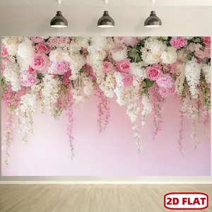 2D Flat Banner, Photography Backdrop Of Romantic Floral Vine Backdrop An Ideal Enhancer for Dreamy Weddings And Birthday Parties, Perfect for Valentine's Day Decoration, Themed Around Spring Gardens Party Banner