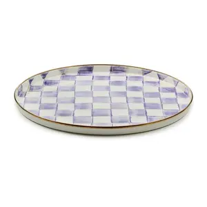 Round Tray Violet Check
