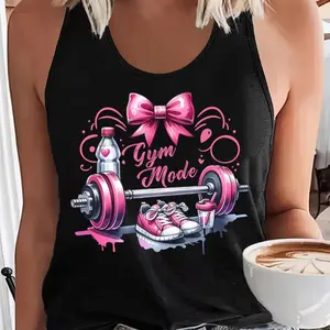 "Gym Mode" Pink Bow Barbell Women’s Workout Tank Top