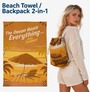 New Style 2 In 1 Convertible Towel Bag Backpack Oversized Sand Free  Beach Towel Backpack Quick Dry Lightweight Travel Beach Blanket Bag, Portable Beach Essentials for Vacation Swimming Camping & Outdoor Adventures