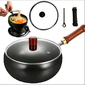 Handmade Large-Capacity Pot - Non-Stick Coated Deep Skillet with Glass Lid & Knob, Easy-to-Clean Surface, Compatible with Electric & Gas Stoves, Essential Kitchenware for Soups, Stews, Frying, And Healthy Cooking