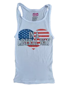 IN A LIBERAL WAY Going Our Bar Top Sheer 4th of July American Flag Tank Top Ribbed Crop Top Graphic Tank 2000s Y2K Fratty