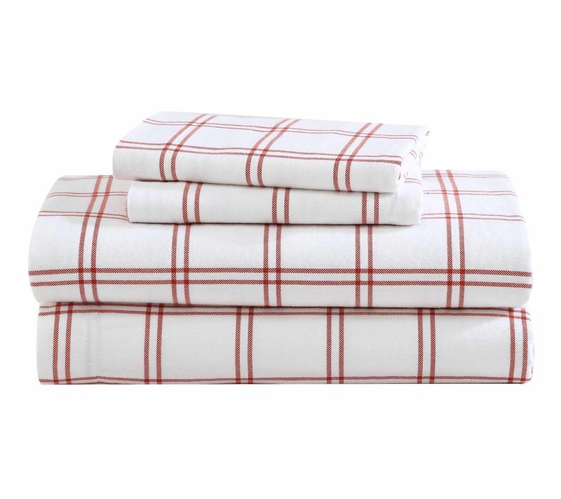 Eddie Bauer Westridge Plaid Orange Cotton TwinXL Sheet Set