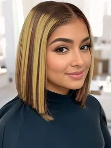 Human Hair Straight 2X6 Closure Front Human Hair Wig Natural Color BOB Wig Natural Hair Wig