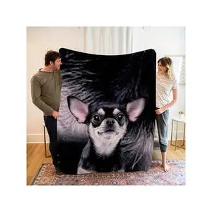 Adorable Chihuahua Face Flannel Blanket - Soft & Warm Throw for Cozy Home Decor