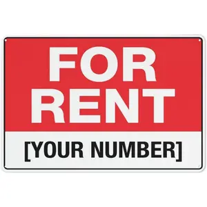 For Rent Sign Warning Sticker-Security Sign Outdoor Sign 12 X 8 Inches