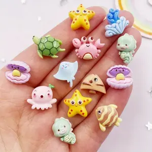 20pcs Ocean Wonders Resin Charms Set - Colorful Mini Turtles, Crabs, Fish, Starfish & Seahorses for Scrapbooking and DIY Jewelry Crafts，Decorative Small Ornaments, Christmas, Halloween Decorations, Holiday Gifts, Creativity
