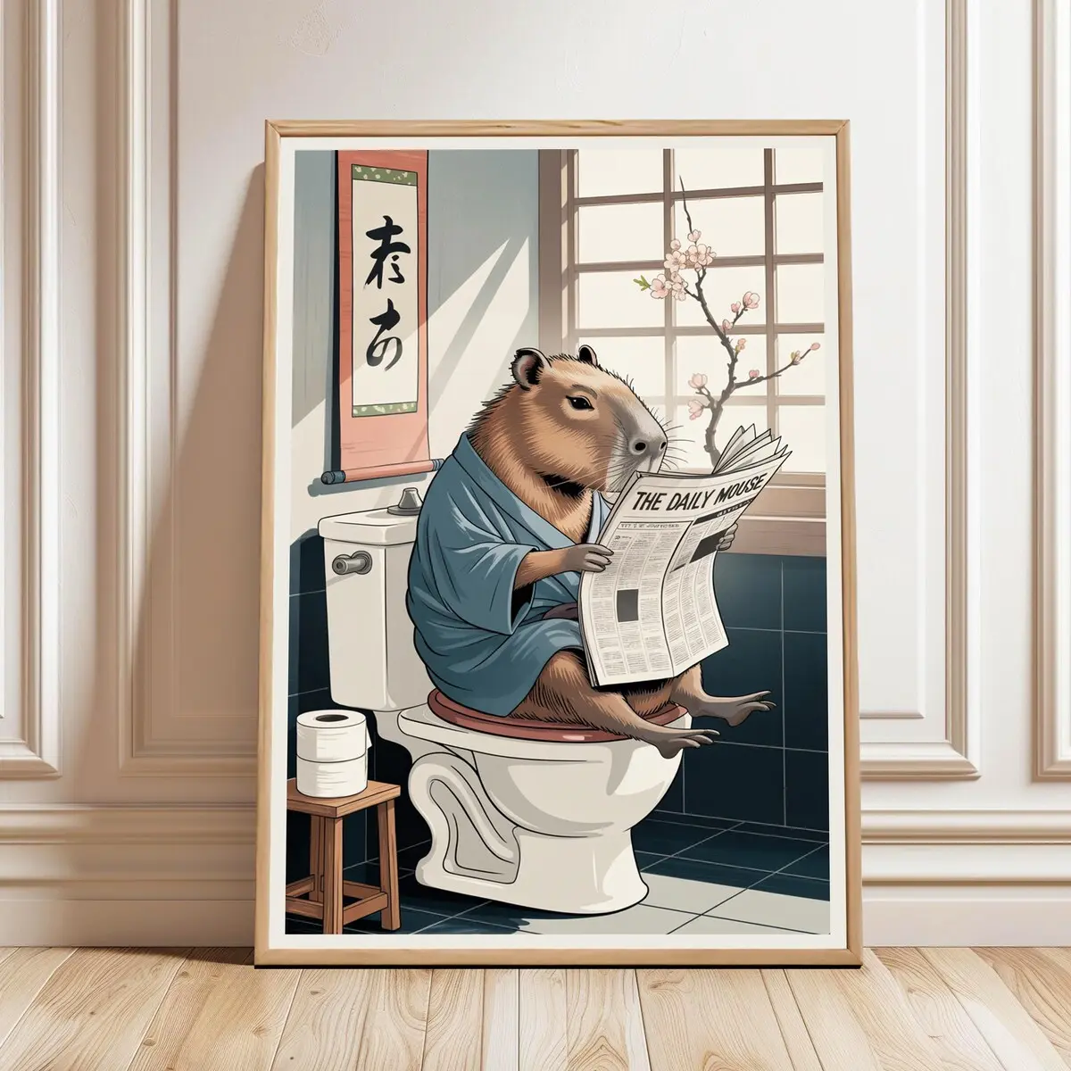 Capybara Poster, Bathroom Poster, Funny Capybara Bathroom Wall Art, Capybara Lover Gift, 5 size, 8x12 to 27x40 inch