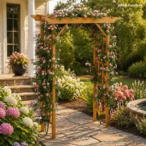Solid Wood Classic Arch Arbor - Natural-Look Garden Trellis for Plant Support, Backyard Outdoor Garden Decor,summervibes
