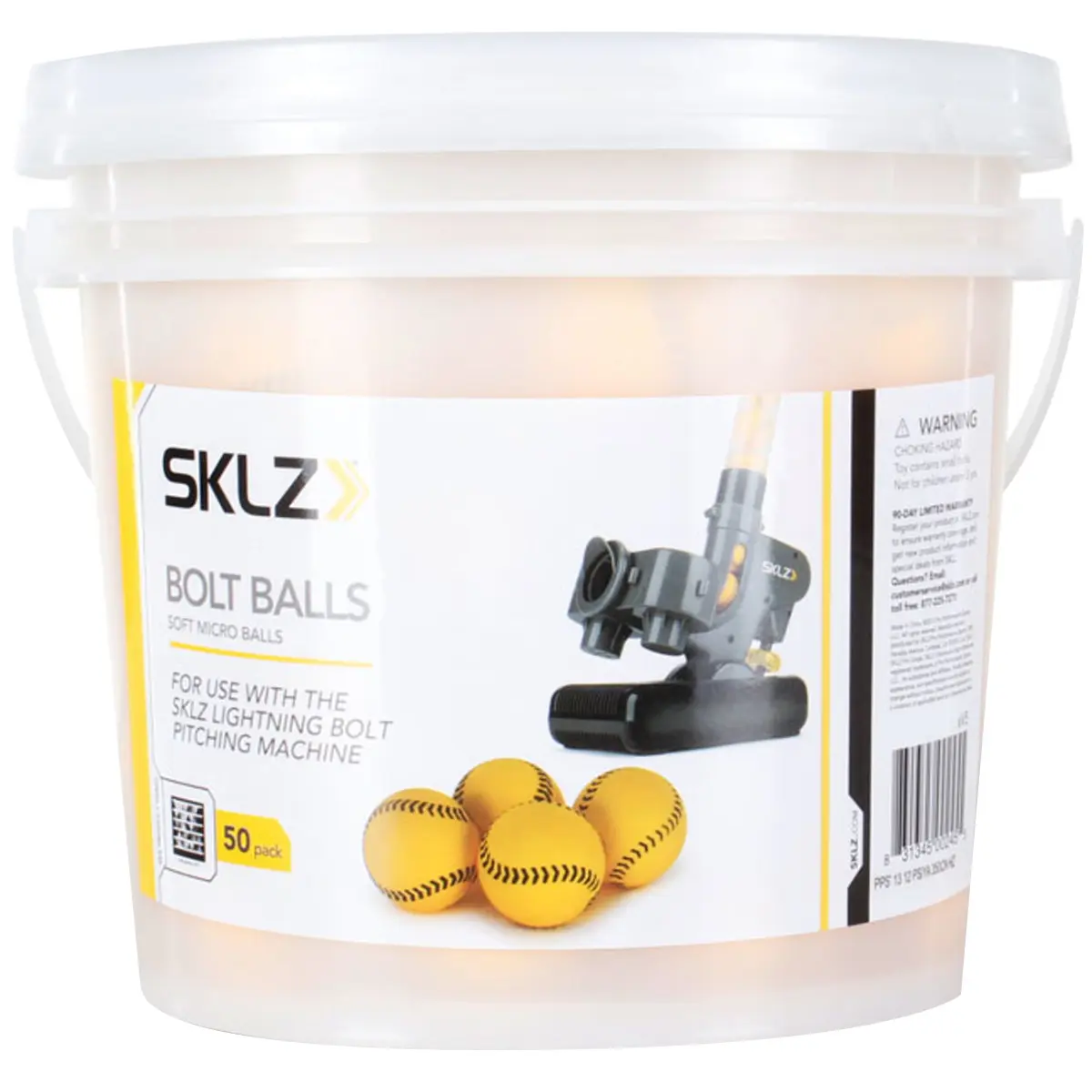 SKLZ Bolt Balls Soft Micro Training Balls - 50 Pack - Yellow, Foam, Lightweight, Hitting Practice, Batting Practice Equipment, Soft Baseballs