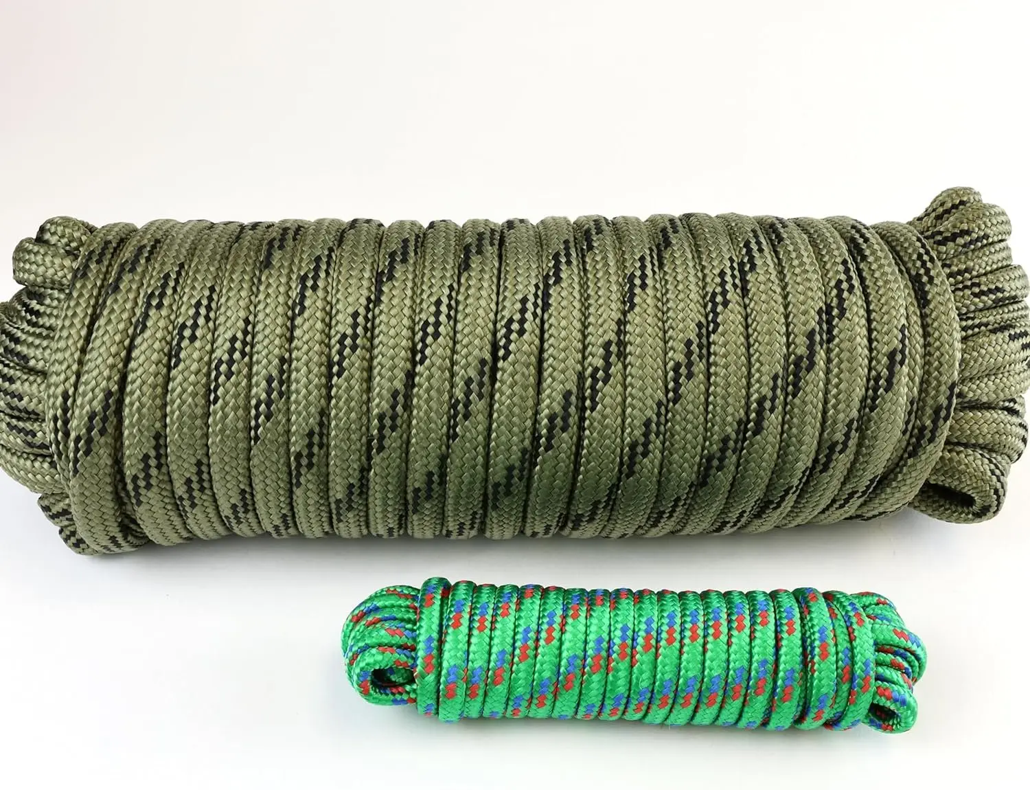 WELLMAX Diamond Braid Nylon Fiber Rope - 4 Ropes, 1/2 in x 100 ft, UV Protection, Weatherproof, Camouflage for Camping, Boating, Four Ropes