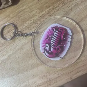 Gemini Zodiac Acrylic Keychain - Clear Design with Silver Key Ring and Lettering