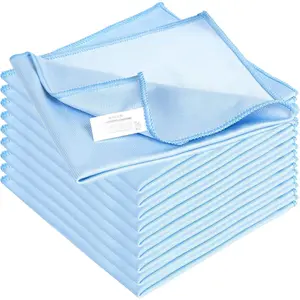 10 Pack XL Streak Free  Microfiber Glass Cleaning Cloth, 16 Inch X 16 Inch, Lint Free Quickly Clean TV, , Window, Glasses, Windshields, Mirrors,  Windows, Stainless Steel,