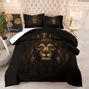 1/2 Pcs The Lion King Themed Comforter Set: Soft, Comfortable & Warm Bedding. Featuring Lion Prints, Wash - Resistant, Fade - Proof, it’s a Must - Have Item for Boys’ Bedrooms to Create a Fun Sleep Space.  Pillow Inserts Not Included.