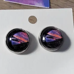 10mm Mountain Sunset Straight Post Earrings