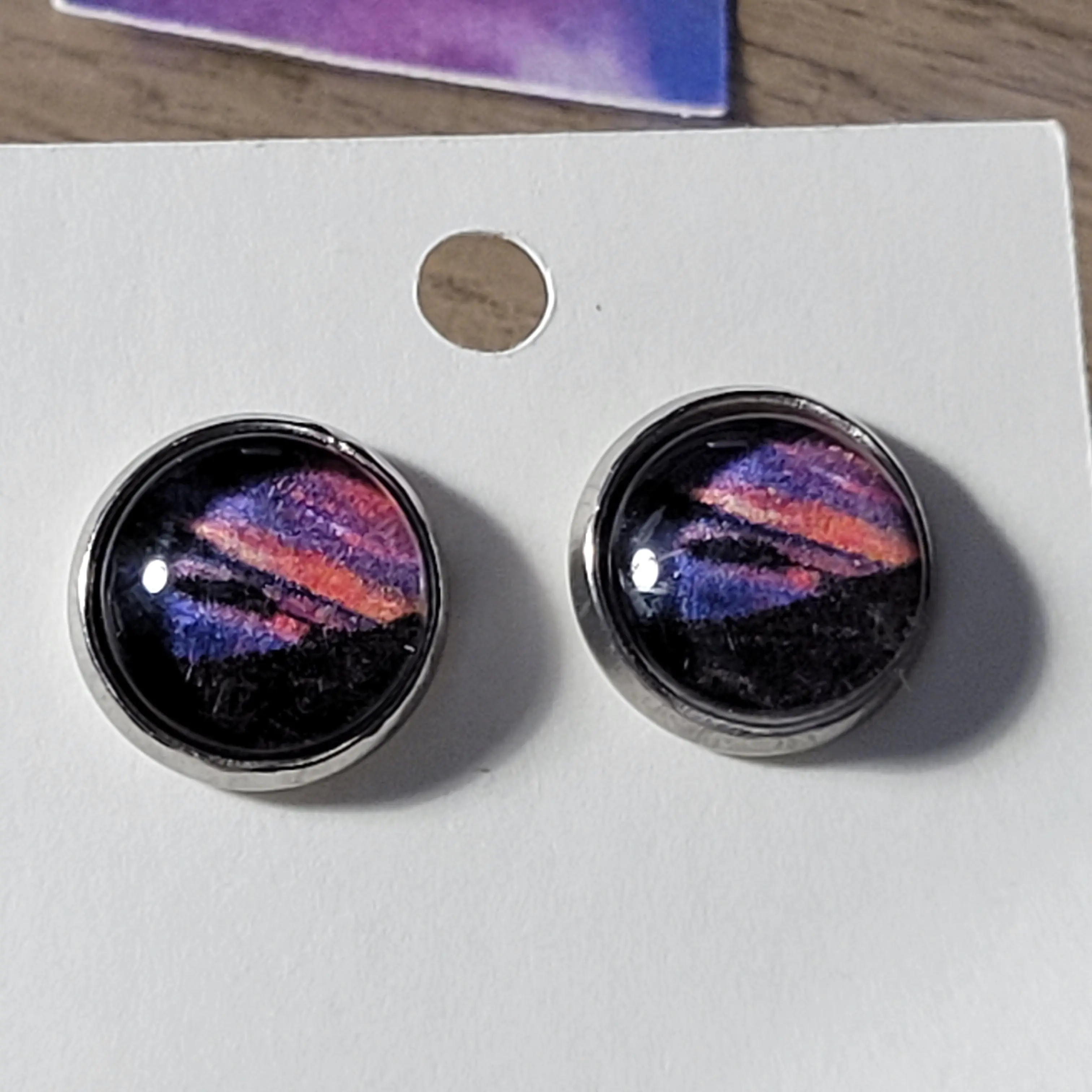 10mm Mountain Sunset Straight Post Earrings