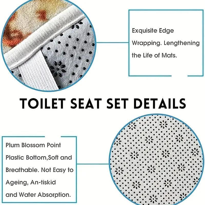 Creative Cartoon Kpop Demon Hunter Shower Curtain Set, 4-Piece Bathroom Accessories, Includes Toilet Seat Cover and Mat, Holiday Home Decor Gift, Bathroom Decoration Accessories