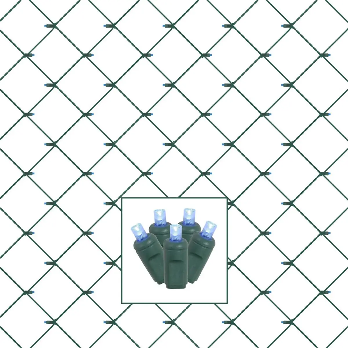 212 MAIN 4x6 ft Plastic Blue Wide-Angle Twinkling LED Net Lights on Green Wire - Christmas Decorations with Fairy, Glowing, Light-Up Feature Designs, Home & Festive Supplies, Fairy Lights Christmas Decor