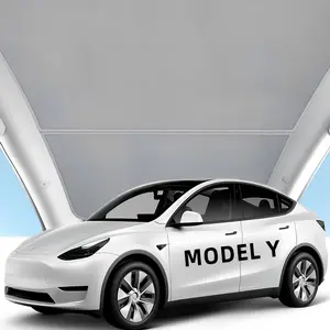 Roof Sunshades for Car,Heat Insulation Block UV Sunroof Shade for Car,No Sag Nano Ice Crystal Coatings Glass Roof Sunshade,Foldable Tesla Accessories (Model Y)