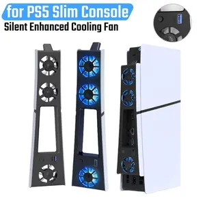 Ps5 Slim Ultra-Thin Cooling Fan, Quiet Heat Dissipation System for Ps5 Slim Digital Version/HDD Version, 3 Fans USB 3.0 Interface, Essential Gaming Accessory