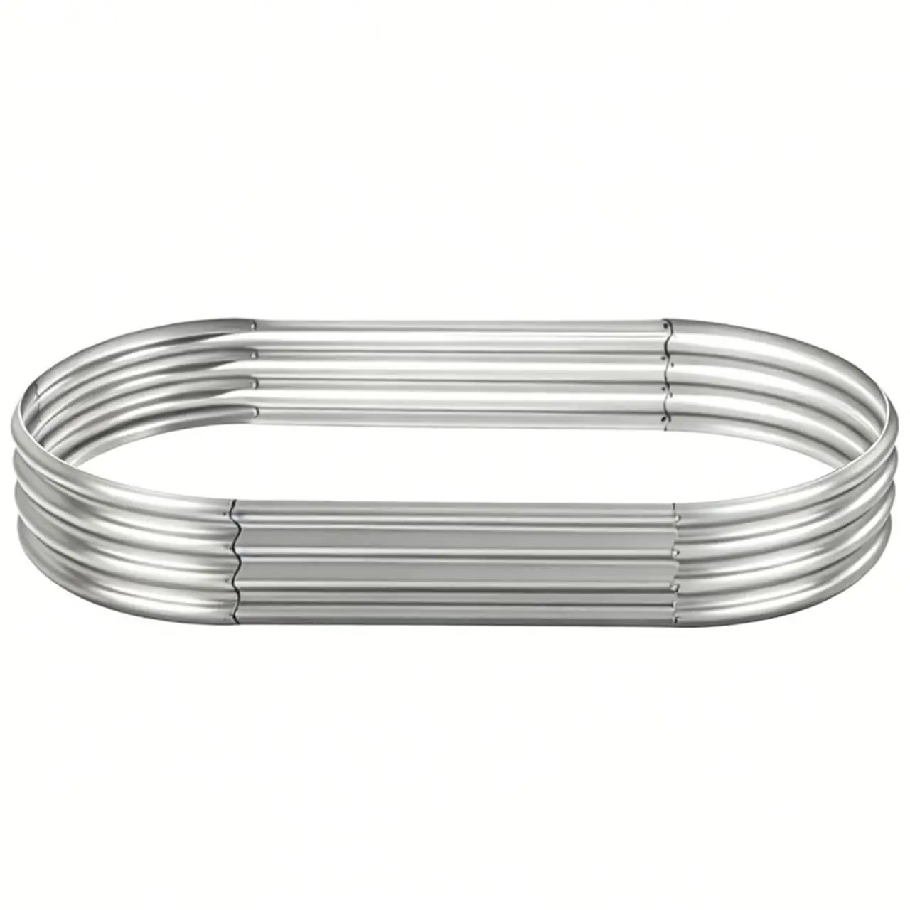Galvanized Raised Garden Bed Kit – Oval Metal Planter Boxes for Vegetables, Outdoor Galvanized Steel Planter with Rubber Safety Edge, Open Bottom for Drainage, Easy Assembly with Gloves