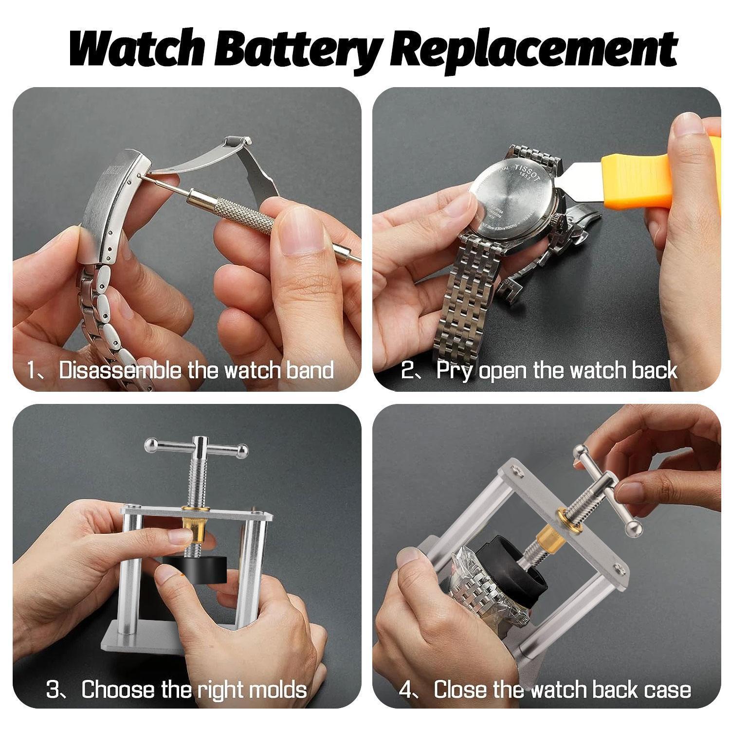Watch Press Tool Set | Watch Back Case Closure Press with 12 Dies | Watch Repair Kit for Snap Back Case Covers | Watchmaker Tool for Battery Replacement