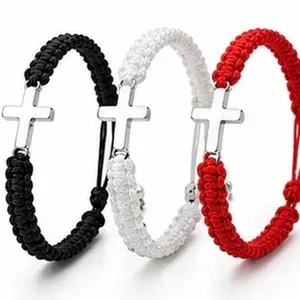 Fashion Couple Friendship Cross Bracelet Women Men Stainless Steel Cross Hand Rope Personalized Jewelry