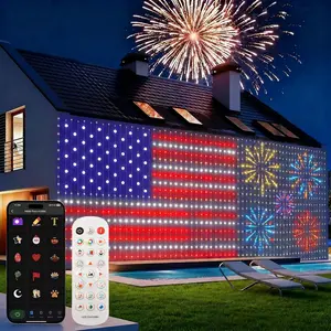 Smart US Flag Curtain Lights, 400 LED RGBIC App Programmable Window Lights - 6.5x6.5ft DIY Pattern & Music Sync, Patriotic Fourth of July & Memorial Day Decor for Bedroom, Backdrop, & Holiday Parties