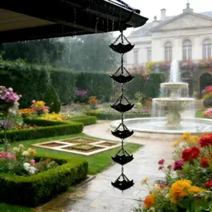 Small umbrella rain chain drip chain-iron outdoor gutter downpipe, courtyard and roof rain deflector, decorative flower chain