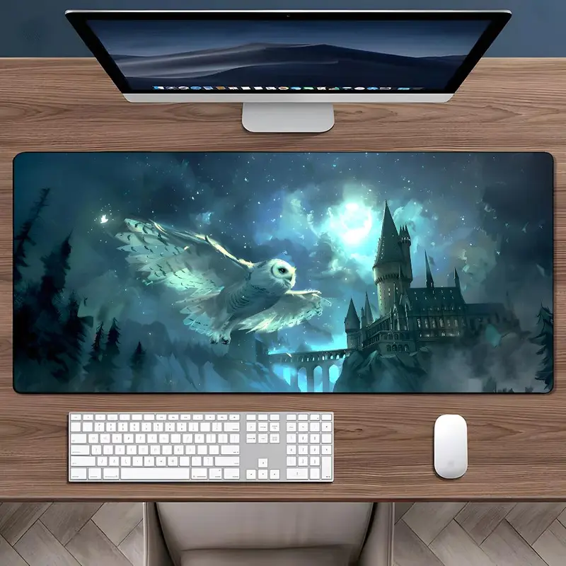 Wizard Castle Pattern Mouse Pad, Large Game Mouse Pad, Aesthetic Desktop Decoration Protective Pad, Non-slip Rubber Pad for Laptop, Desktop Computer Games, Gaming Desk Accessory, Aesthetic Desk Accessories