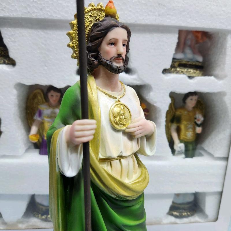 San Judas 12" Inches Tall 20057-12 Classic Estatua - Detailed Figure with Green and Gold Robe Brand New Statue St Jude Thaddeus Patron Saint of the impossible Religious Decor San Juditas