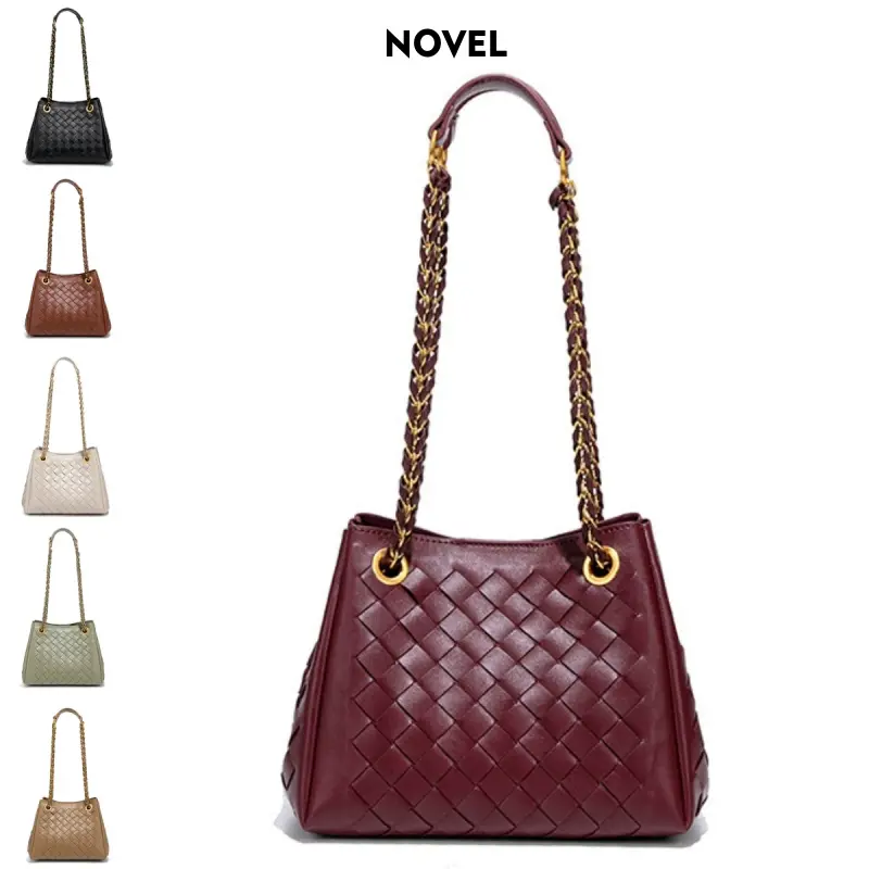 NOVEL New Chain Parachute Bag for Women Fashion Handwoven Shoulder Bag Underarm Bag Elegant Minimalist Handbag High-Quality Cute Bucket-Shaped Crossbody Bag