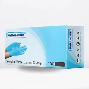 PARAMOUNT Blue Latex Gloves | 5mil Disposable Gloves | Powder Free Gloves