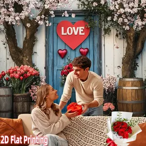 2d flat banner Valentine's Day Love Theme Vinyl Photography Polyester fabric Photography Backdrop party banner Festival banner-suitable for festivals, courtyards, studios, homes and garden celebrations- perfect Valentine 's Day gift