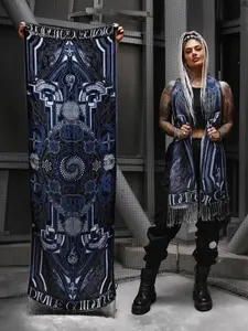 DIVINE GUIDANCE • Cyber BLUE • Reversible Festival Shawl / Festival Pashmina / Festival Shawl / Festival Scarf / Pashmina Festival