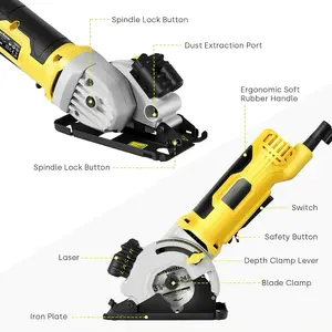 580W Mini Circular Saw 4000RPM Compact Electric Saw with Laser Guide, 3 Blades (85mm), Scale Ruler Copper Motor – Cuts Wood, Soft Metal, Tile & Plastic Cutting Portable Power Tools Heavy Duty