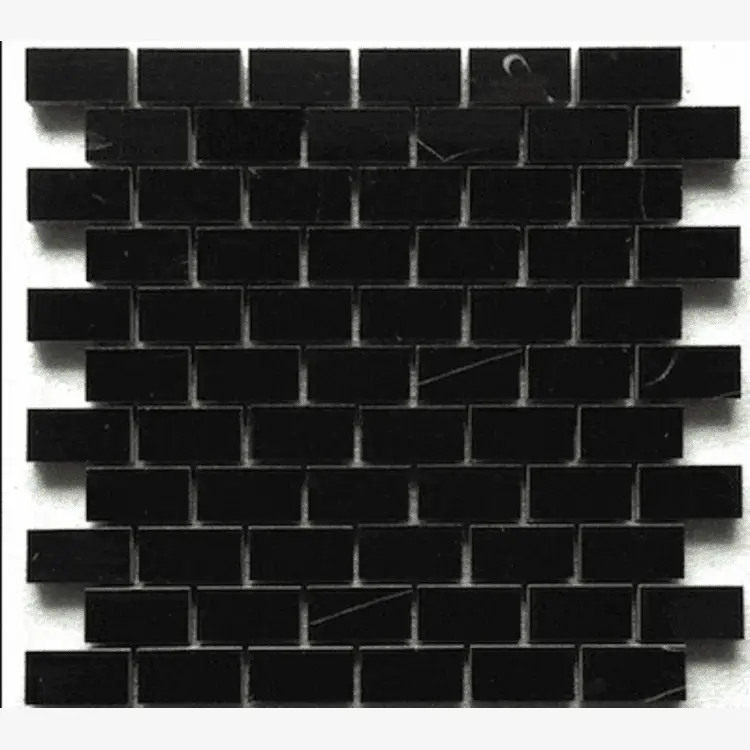 Nero Marquina 1×2 Brick Polished/Honed Marble Mosaic Sample