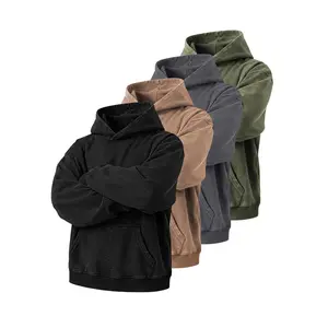 Unisex Plain Blended Cotton Drop Shoulder Hooded Sweatshirt - Regular Fit Long Sleeve Casual Essential Top for Fall Winter Daily Outfits & Street Fashion Combos