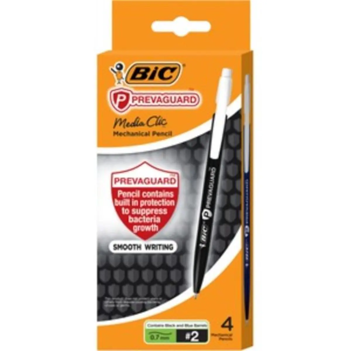 BIC Protective Mechanical Pencils - 0.7mm Pens Pack of 4, Plastic Body, Single Click, Smooth Writing, Protective Agent, Bacteria Growth Suppression, Easy-to-Use Design, Smudge Prevention