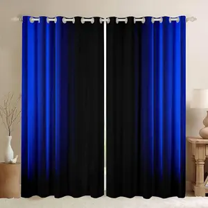Geometric Abstract Ombre Window Curtains for Bedroom Living Room,Dark Blue and Black Striped New Curtains Decor Modern Fashion Window Drapes Treatment
