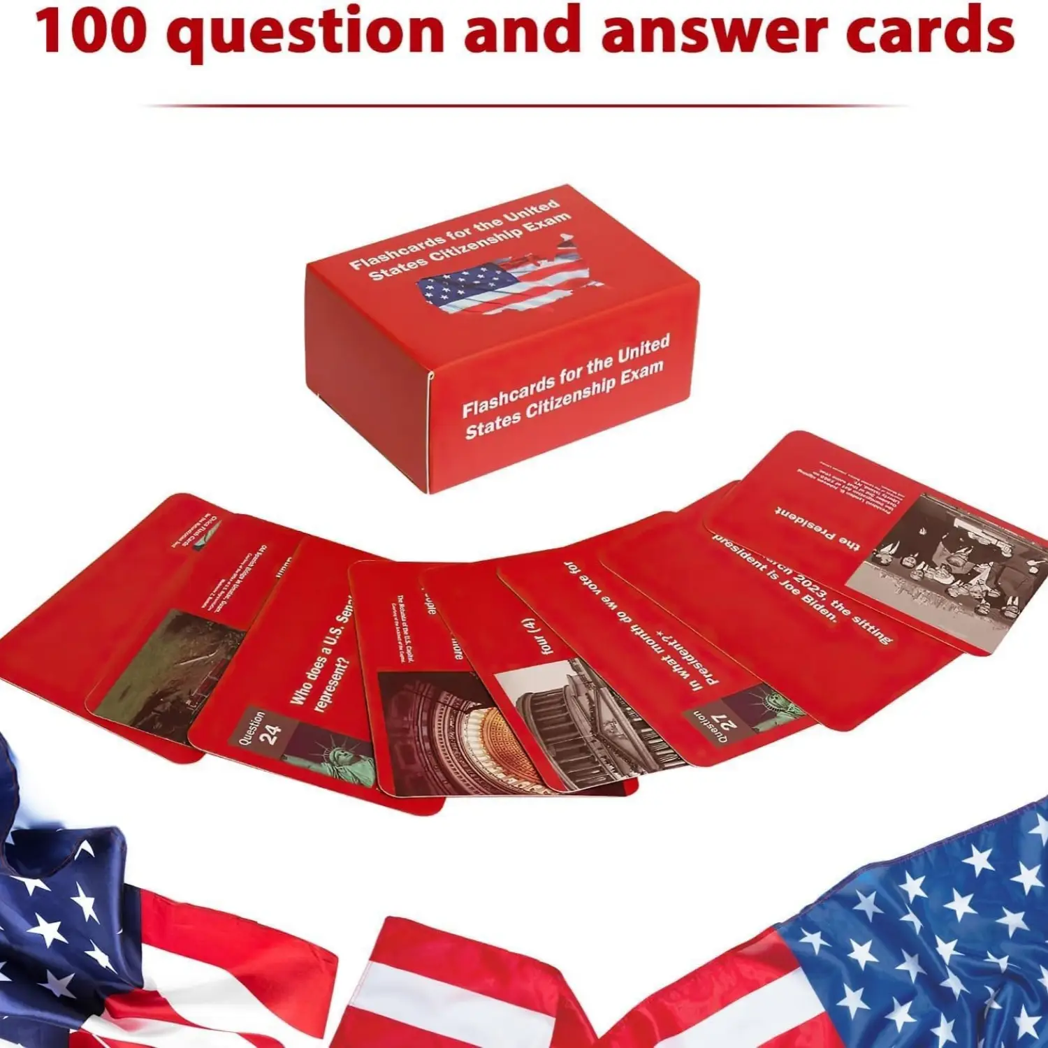 U.S. Civics Test Flash Cards for American Dream Preparation 2025 with All 100 USCIS Illustrated Questions and Answers for American Citizhenship Exam