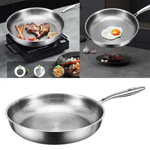 2025 New German Pure Titanium Kitchen Pans 26/28/30cm Non-stick Pan Uncoated Fish Scale Hammer Pattern Steak Kitchen Cookware