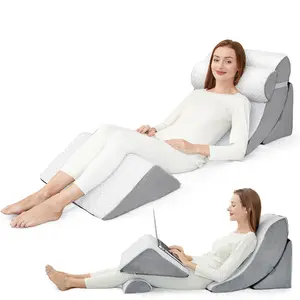 PIASHJOY 4pcs wedge pillow set for after surgery,bed wedge pillows for sleeping for relief of body back and leg pain, 45 degree wedge pillow for acid reflux relief and anti-snoring