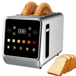 Touch Screen Toaster 2-Slice with 1.5" Wide Slots & Memory Recall | 900W Stainless Steel Smart Digital Toasters | 6 Shade Settings for Bagels & Thick Bread