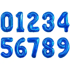 Number Balloons 16 Inch Mylar Foil 0-9 Set For Party Decoration Custom Digital 10 Pieces Supplies (blue)