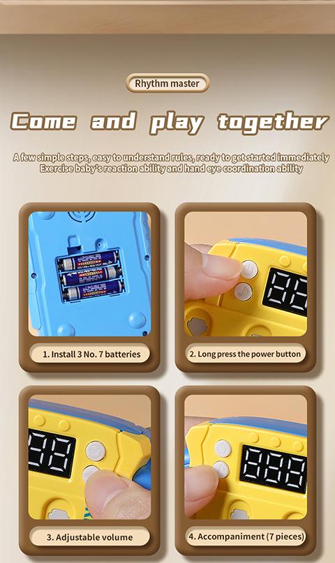 Light-Up Rhythm Handheld Game Console - Electronic Memory Puzzle with Music, 7 Difficulty Levels, 3 Speeds + 3 Volume Settings (Mute), Fast Hands Reaction Training, Multiplayer Competition, Screen-Free Stress Relief Toy, Gift for Kids & Adults,Men,Women