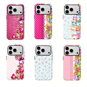 1pcs shopkins Pink Polka Dots And Colorful Fruits Suitable For 17 Pro Max/ 16 Pro MAX/15 Pro Max/14 /13/12/11, Personalized Phone Case For Men And Women,They Are Excellent Gifts For Girlfriends, Boyfriends And Family Members For Christmas And Halloween.