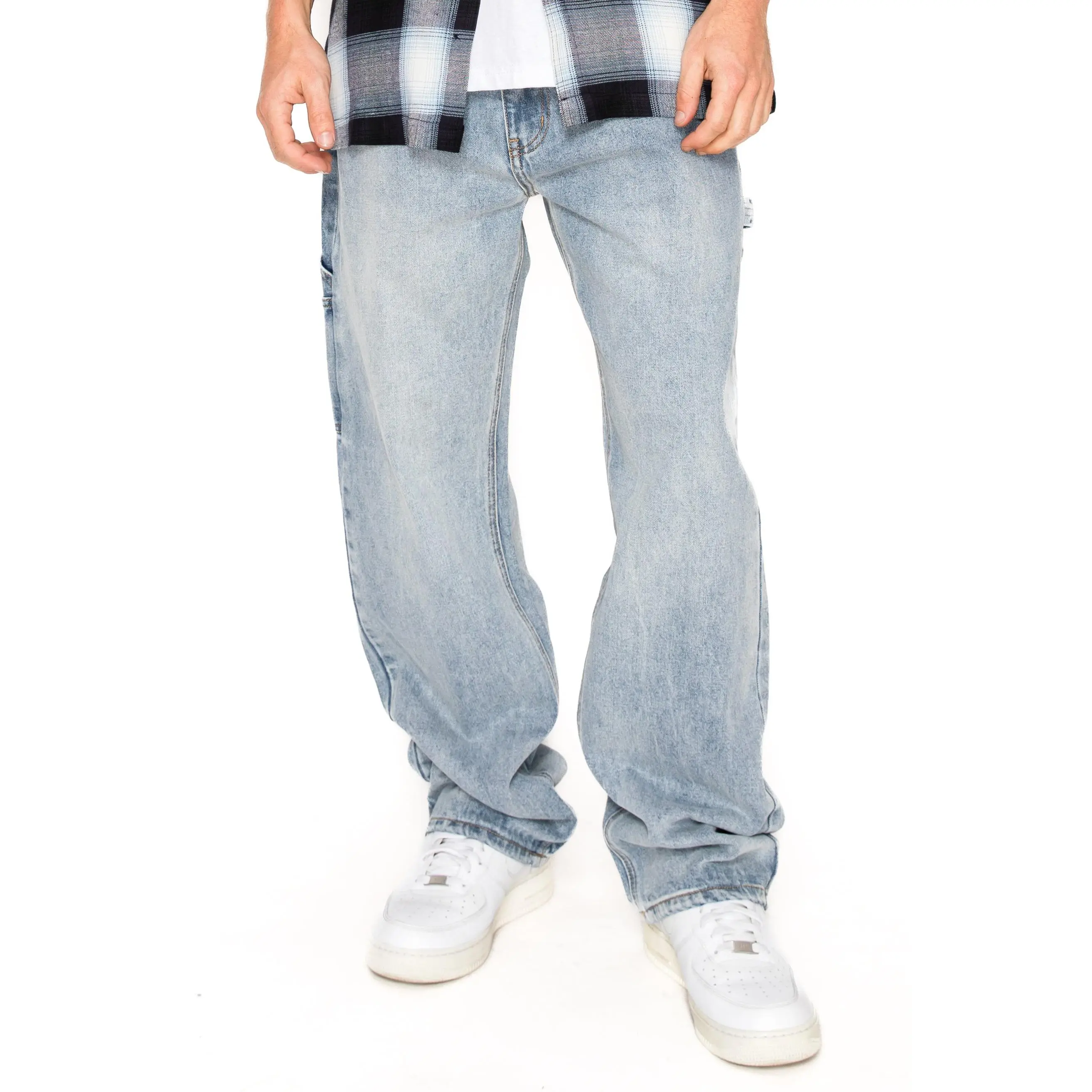 VICTORIOUS Menswear Baggy Fit Carpenter Pants, 13oz 100% Cotton Denim with Utility Pockets and Zip-Fly Closure